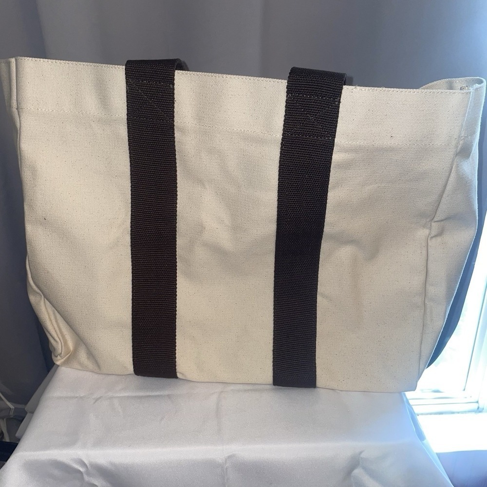 Le Bar Marche NWOT La Plage Double Handle Beach Pool Travel Packable Tote White - Picture 2 of 12